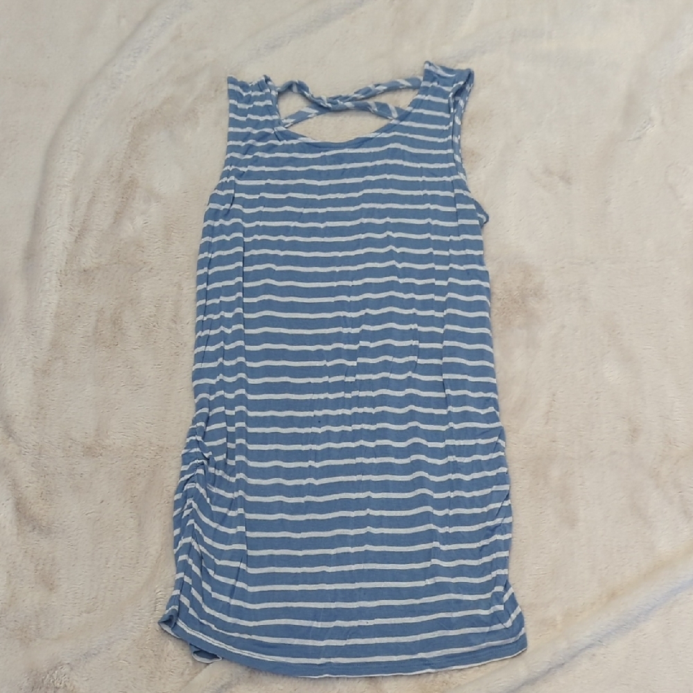 Loveappella Blue and White Striped Tank Top